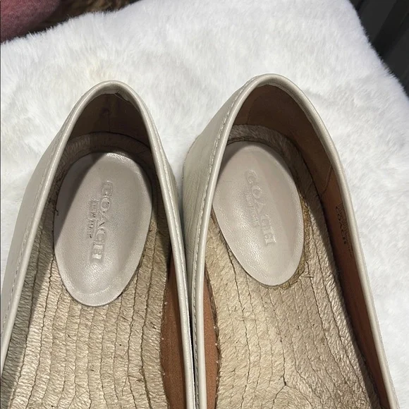 COACH- Rhodelle Soft Lambskin Women's Chalk Espadrille Flats- 9M - Picture 3 of 10
